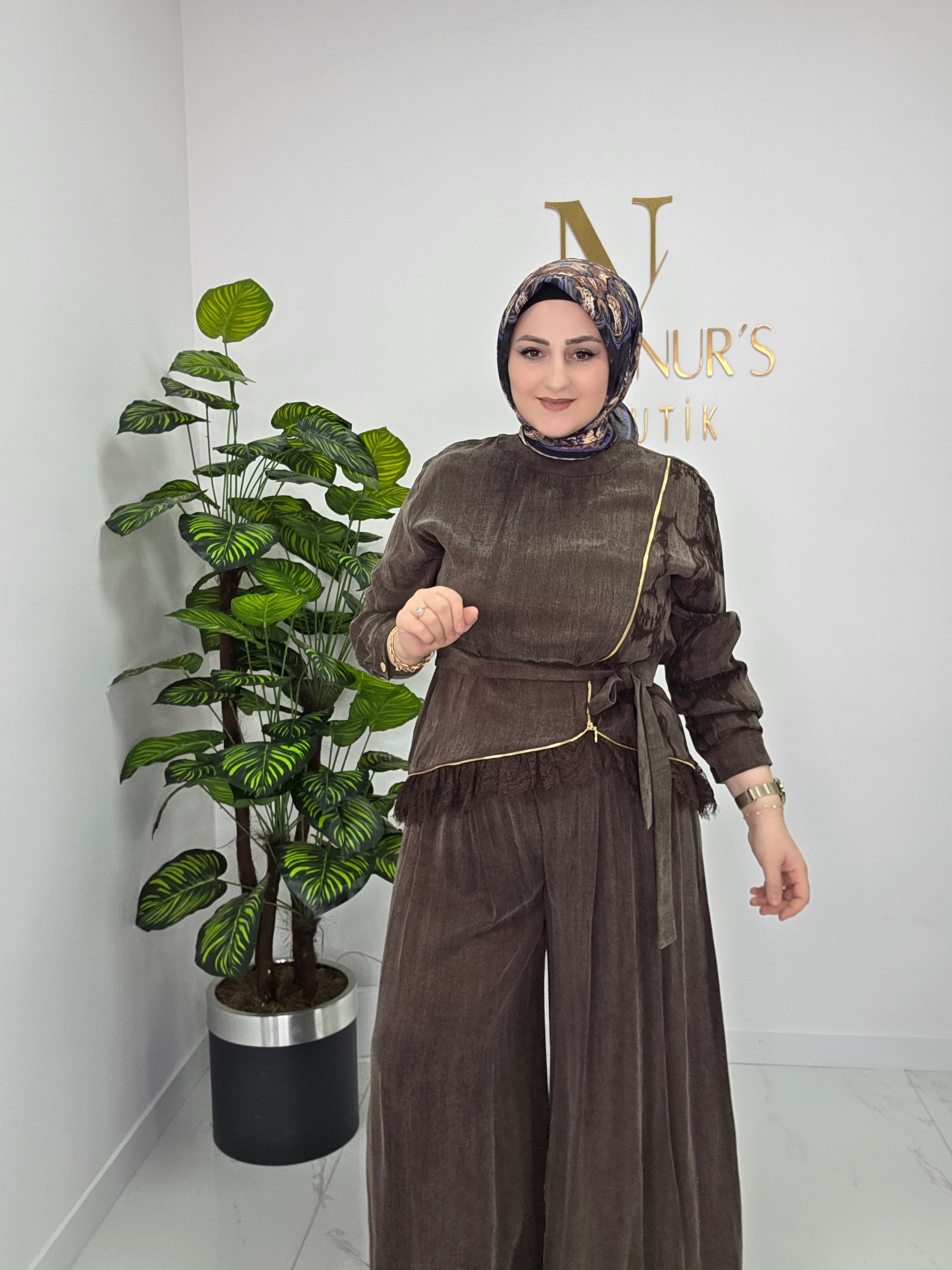 İpek Cupra Pantolonlu Takım